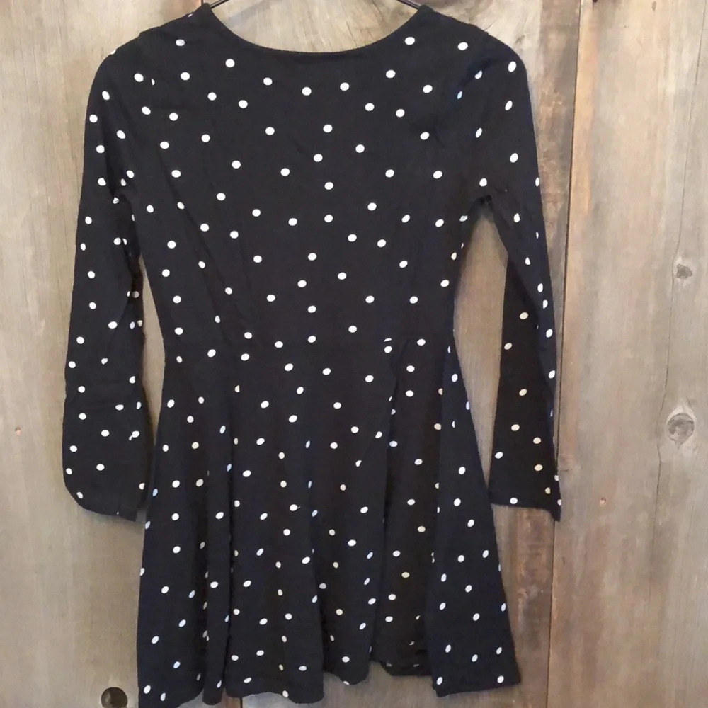 Old Navy Black White Dot Skater Dress Large 10 12